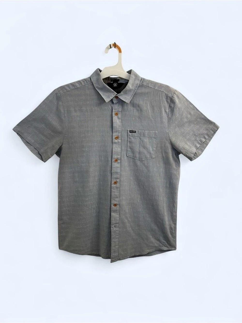 Volcom Modern Fit Printed Shirt Gray Large Like New